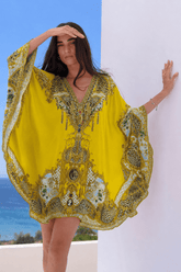 GOLDEN LEOPARD KAFTAN DRESS - Czarina