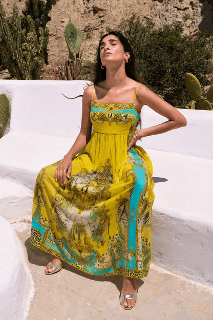 GOLDEN LEOPARD S-S MIDI DRESS - Czarina
