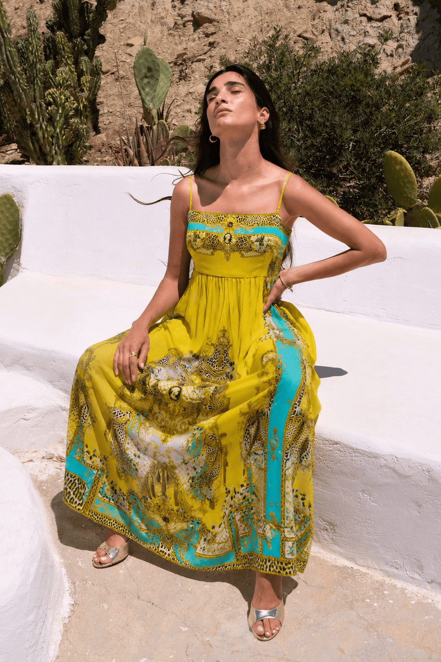 GOLDEN LEOPARD S-S MIDI DRESS - Czarina
