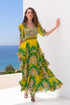 GOLDEN PALMS CROSS OVER MAXI DRESS - Czarina