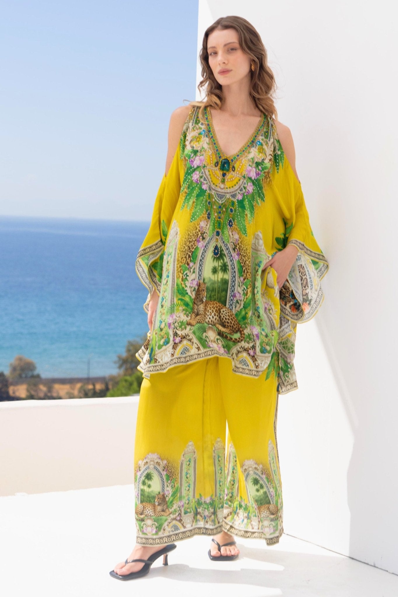 GOLDEN PALMS KAFTAN DRESS - Czarina
