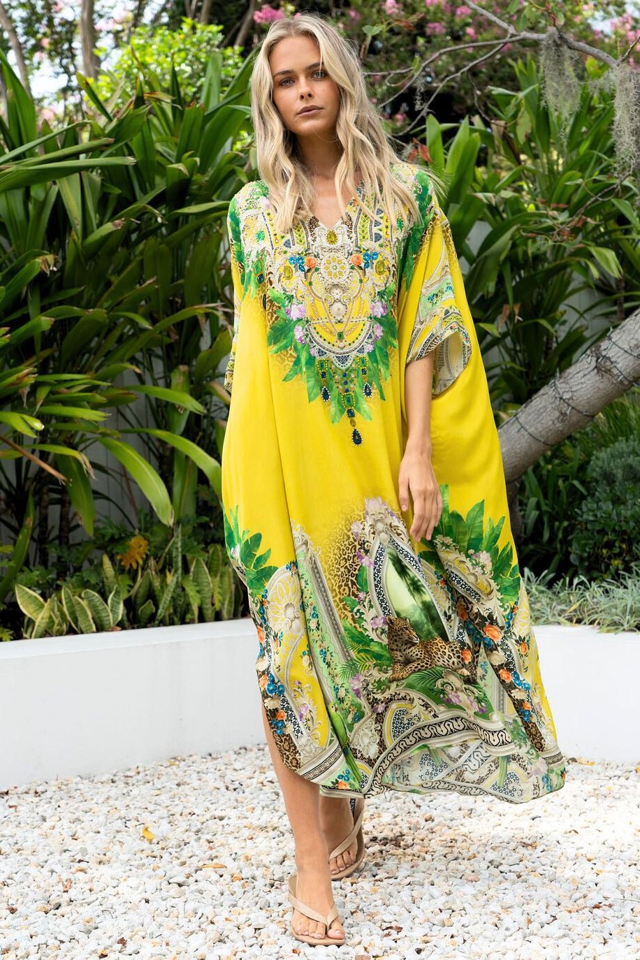 GOLDEN PALMS MIDI KAFTAN - Czarina