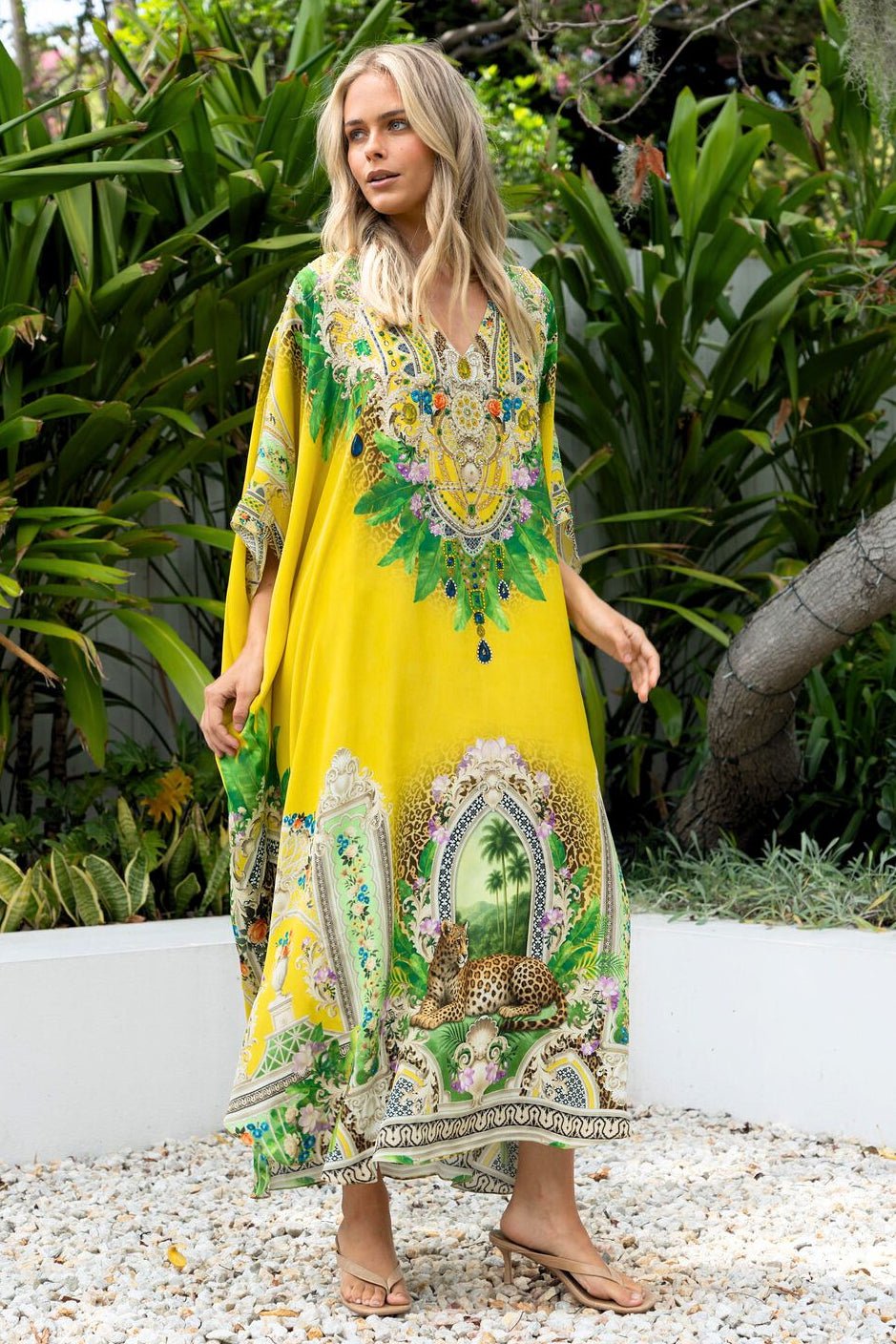 GOLDEN PALMS MIDI KAFTAN - Czarina