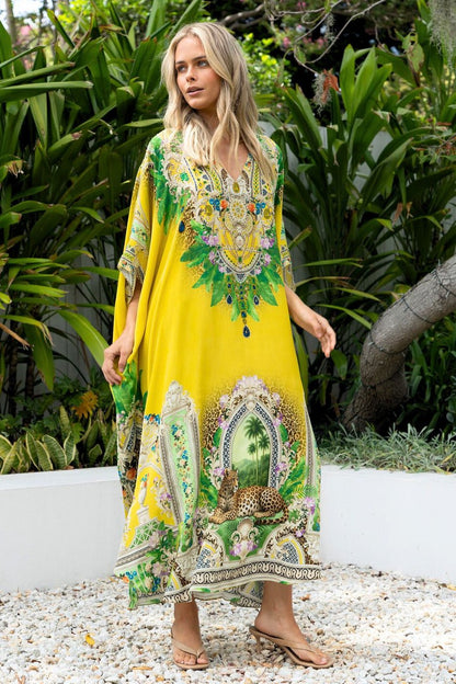 GOLDEN PALMS MIDI KAFTAN - Czarina
