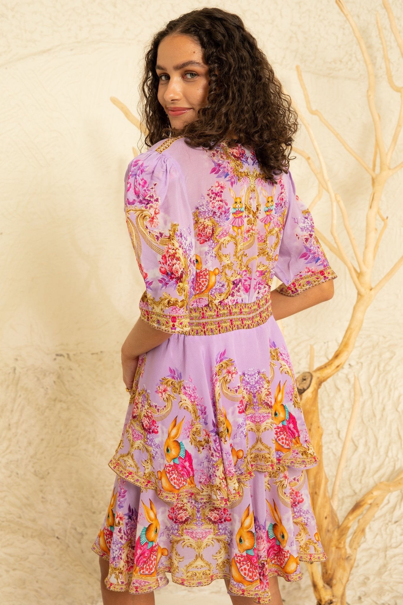 Lavender Hops Cross Over Mini Dress - Czarina