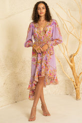 Lavender Hops Hi-Low Wrap Dress - Czarina