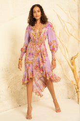 Lavender Hops Hi-Low Wrap Dress - Czarina