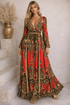 LEOPARDESS MAXI DRESS W FLARE SLEEVES - Czarina