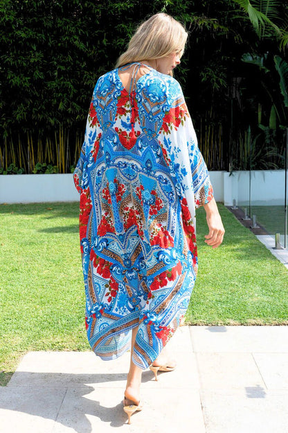LOST IN AZURE MIDI TAB KAFTAN - Czarina