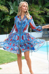 LOST IN AZURE SHIRT DRESS - Czarina