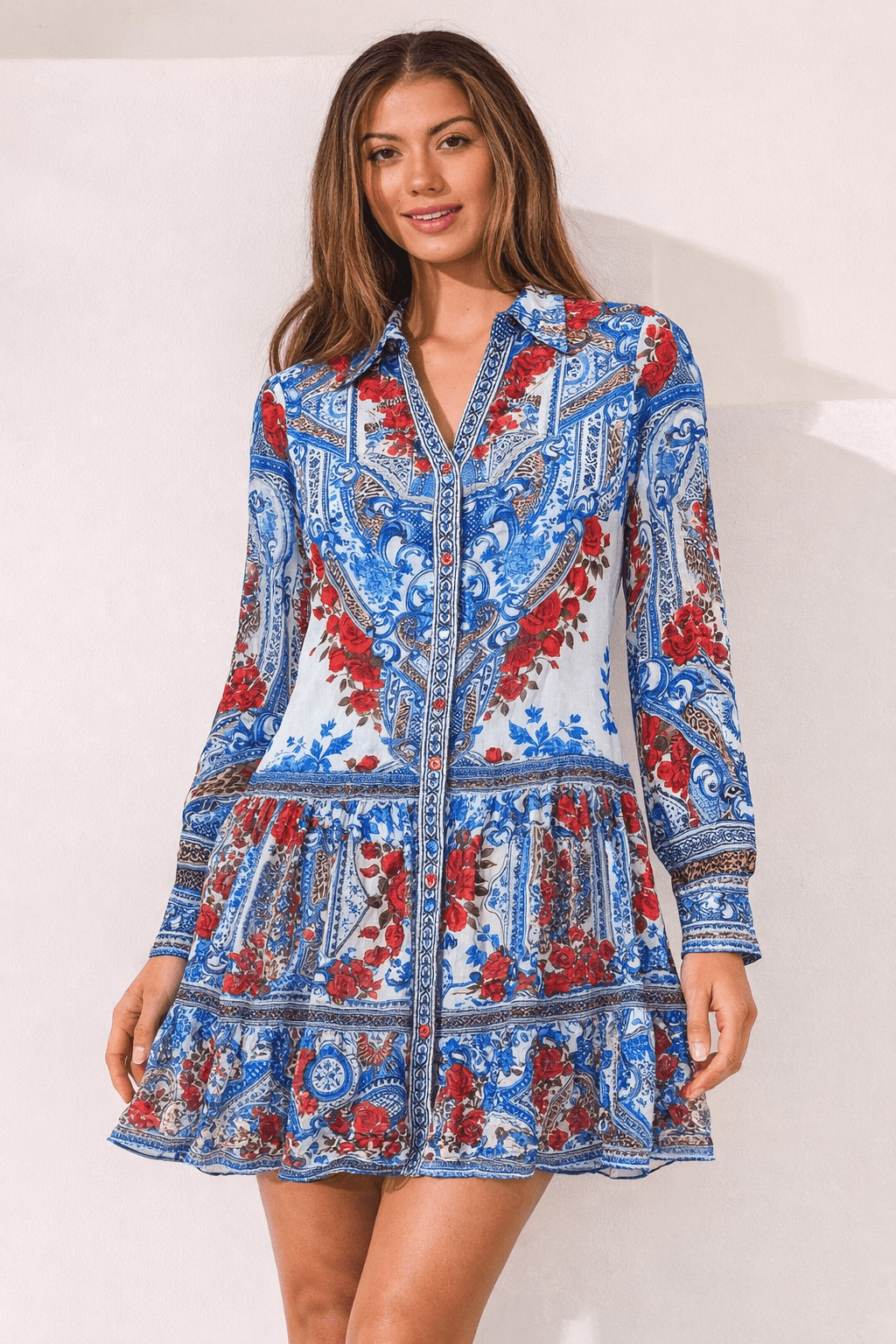 LOST IN AZURE SHIRT DRESS - Czarina
