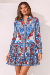 LOST IN AZURE SHIRT DRESS - Czarina