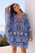 MEDITERRANEAN BLUES KAFTAN DRESS SET - Czarina