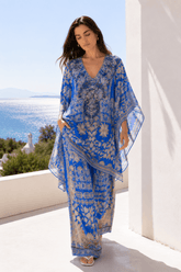 MEDITERRANEAN BLUES KAFTAN DRESS SET - Czarina