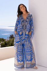 MEDITERRANEAN BLUES KAFTAN DRESS SET - Czarina