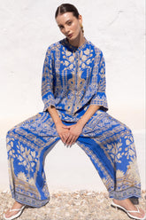 MEDITERRANEAN BLUES KAFTAN TOP W SLEEVES - Czarina