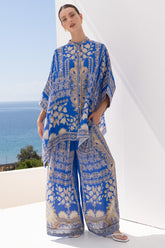 MEDITERRANEAN BLUES KAFTAN TOP W SLEEVES - Czarina