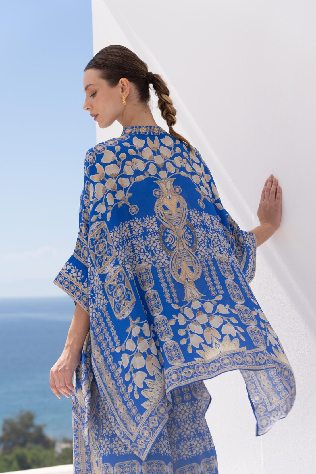 MEDITERRANEAN BLUES KAFTAN TOP W SLEEVES - Czarina