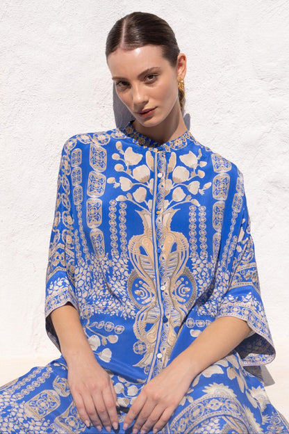 MEDITERRANEAN BLUES KAFTAN TOP W SLEEVES - Czarina
