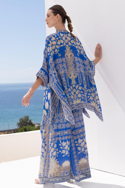 MEDITERRANEAN BLUES KAFTAN TOP W SLEEVES - Czarina