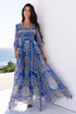 MEDITERRANEAN BLUES SHIRRED MAXI DRESS - Czarina