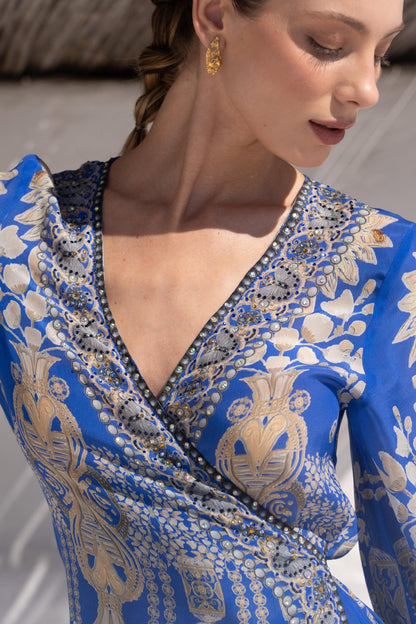 MEDITERRANEAN BLUES WRAP DRESS - Czarina