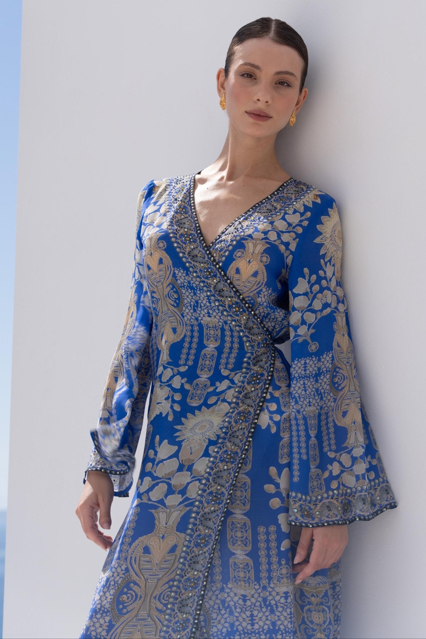 MEDITERRANEAN BLUES WRAP DRESS - Czarina