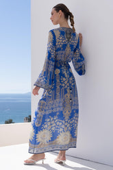 MEDITERRANEAN BLUES WRAP DRESS - Czarina