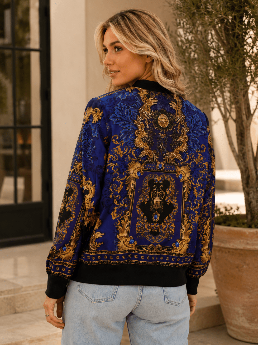 Midnight Blue Bomber Jacket - Czarina