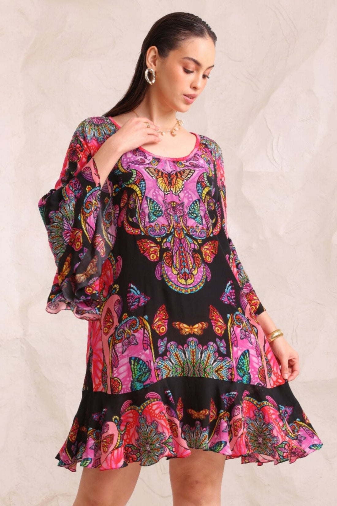 MIDNIGHT WINGS FRILL DRESS - Czarina
