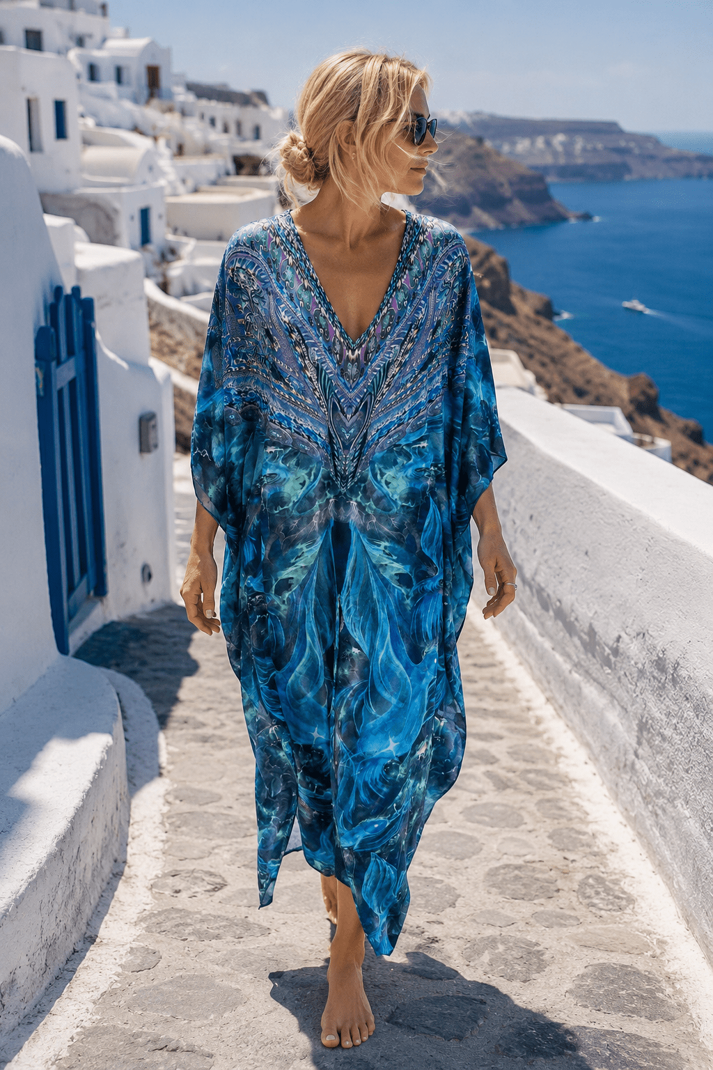 NEON CITY 100% SILK MIDI KAFTAN - Czarina
