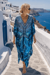 NEON CITY 100% SILK MIDI KAFTAN - Czarina