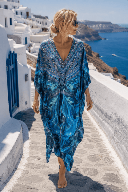 NEON CITY 100% SILK MIDI KAFTAN - Czarina