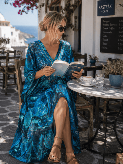 NEON CITY 100% SILK MIDI KAFTAN - Czarina