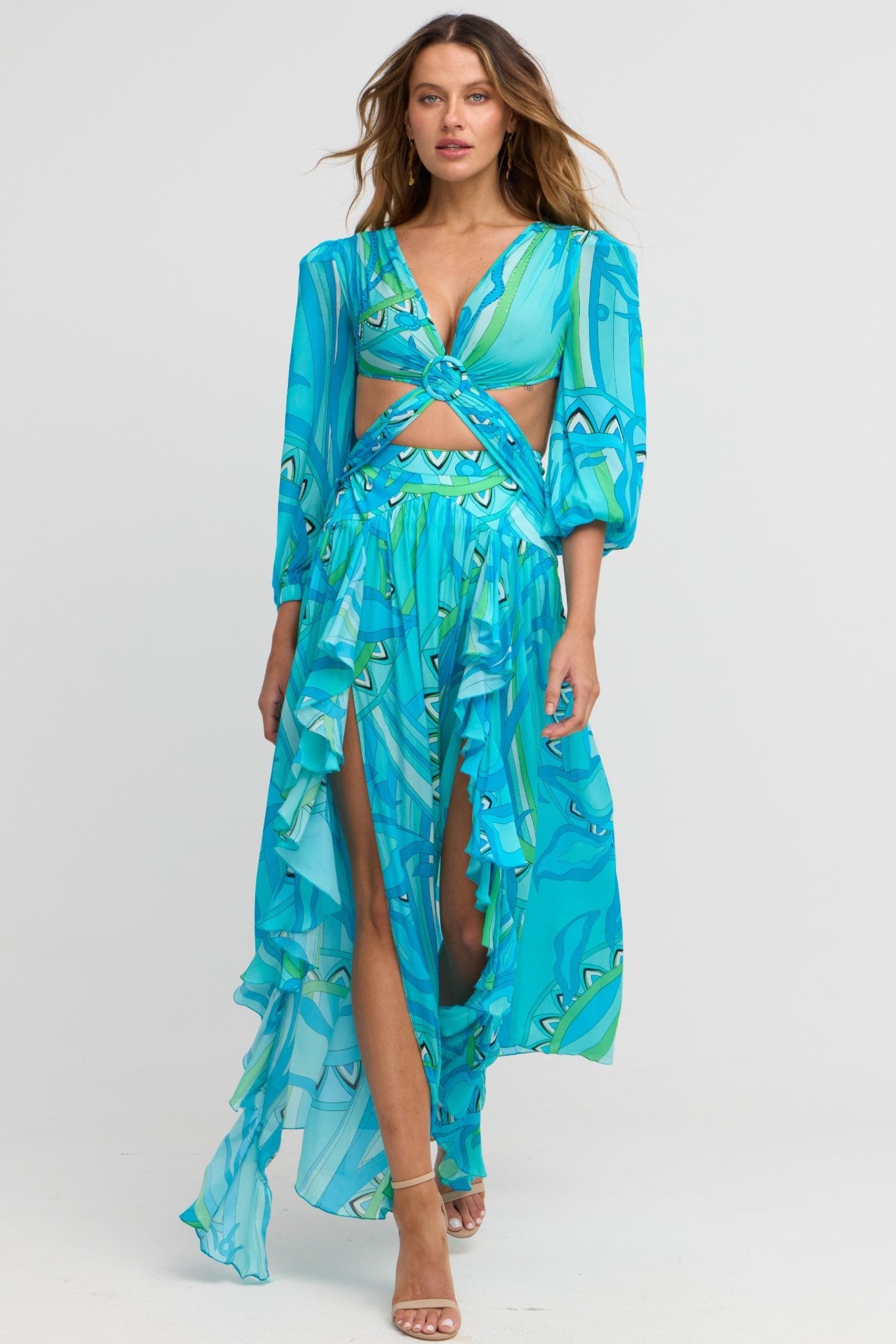 OCEAIC BLUES OPEN BACK MAXI DRESS - Czarina