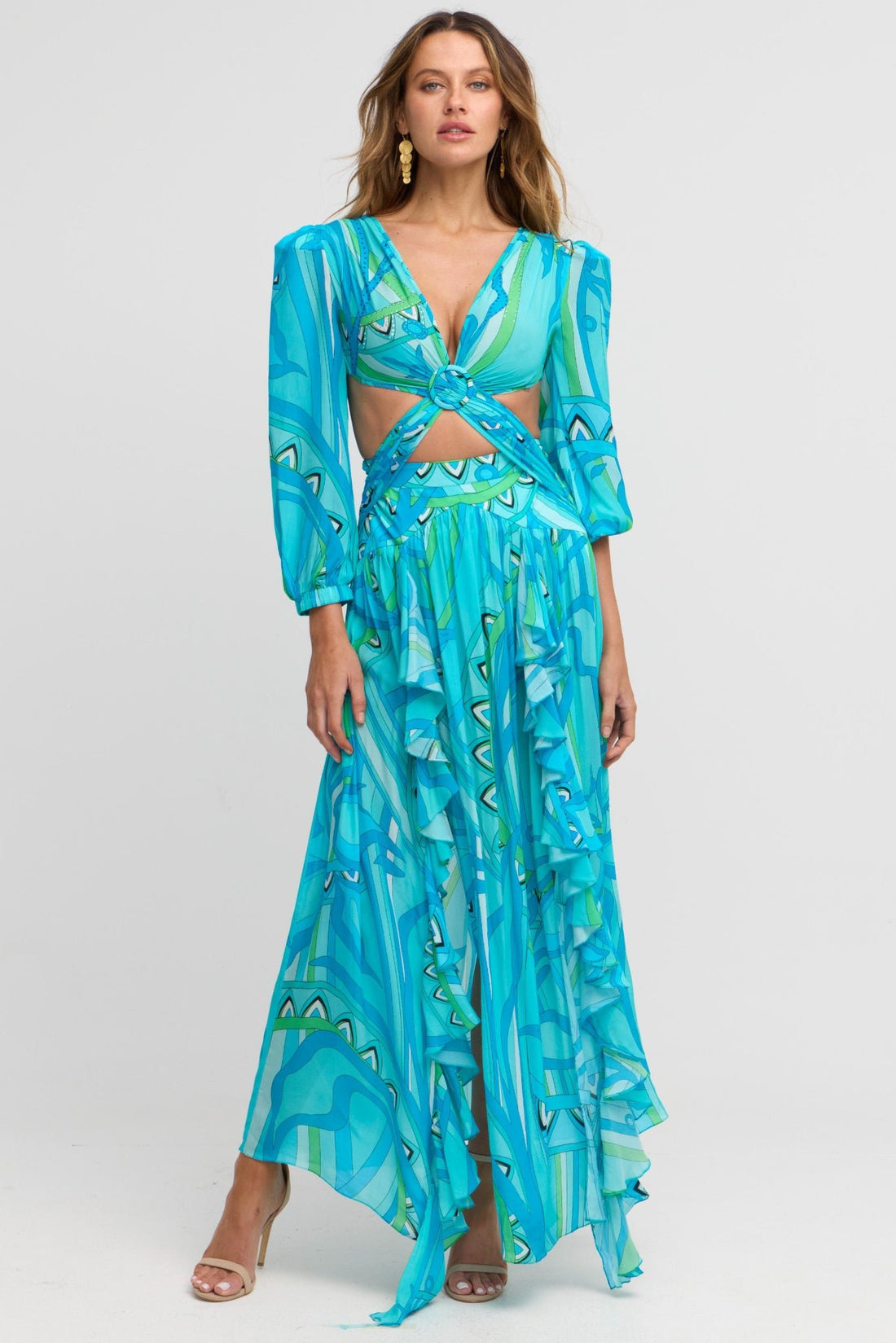 OCEAIC BLUES OPEN BACK MAXI DRESS - Czarina