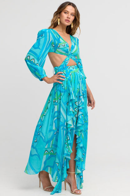 OCEAIC BLUES OPEN BACK MAXI DRESS - Czarina