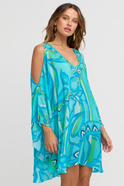 OCEANIC BLUES KAFTAN DRESS - Czarina