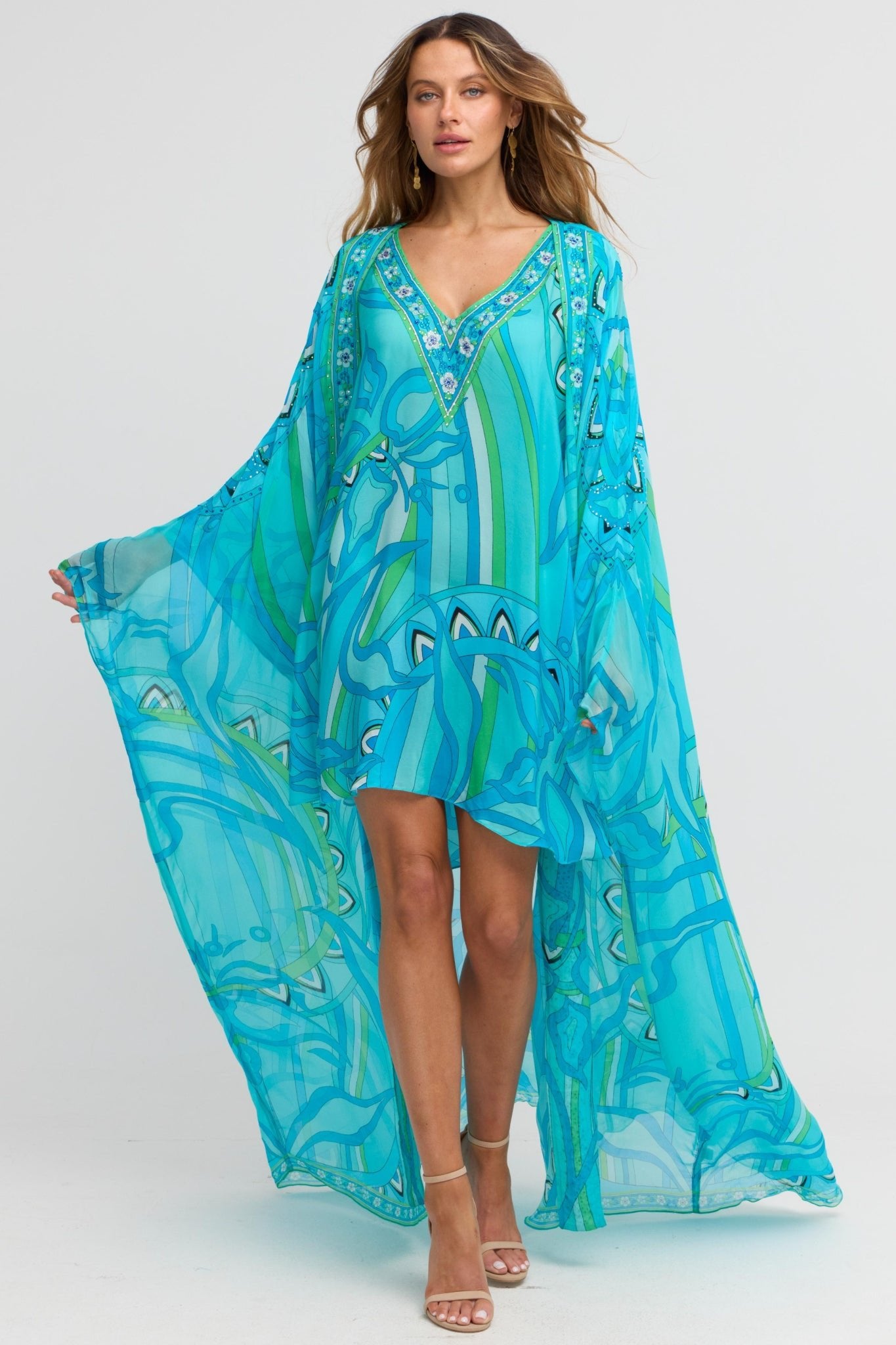 OCEANIC BLUES LONG CAPE - Czarina