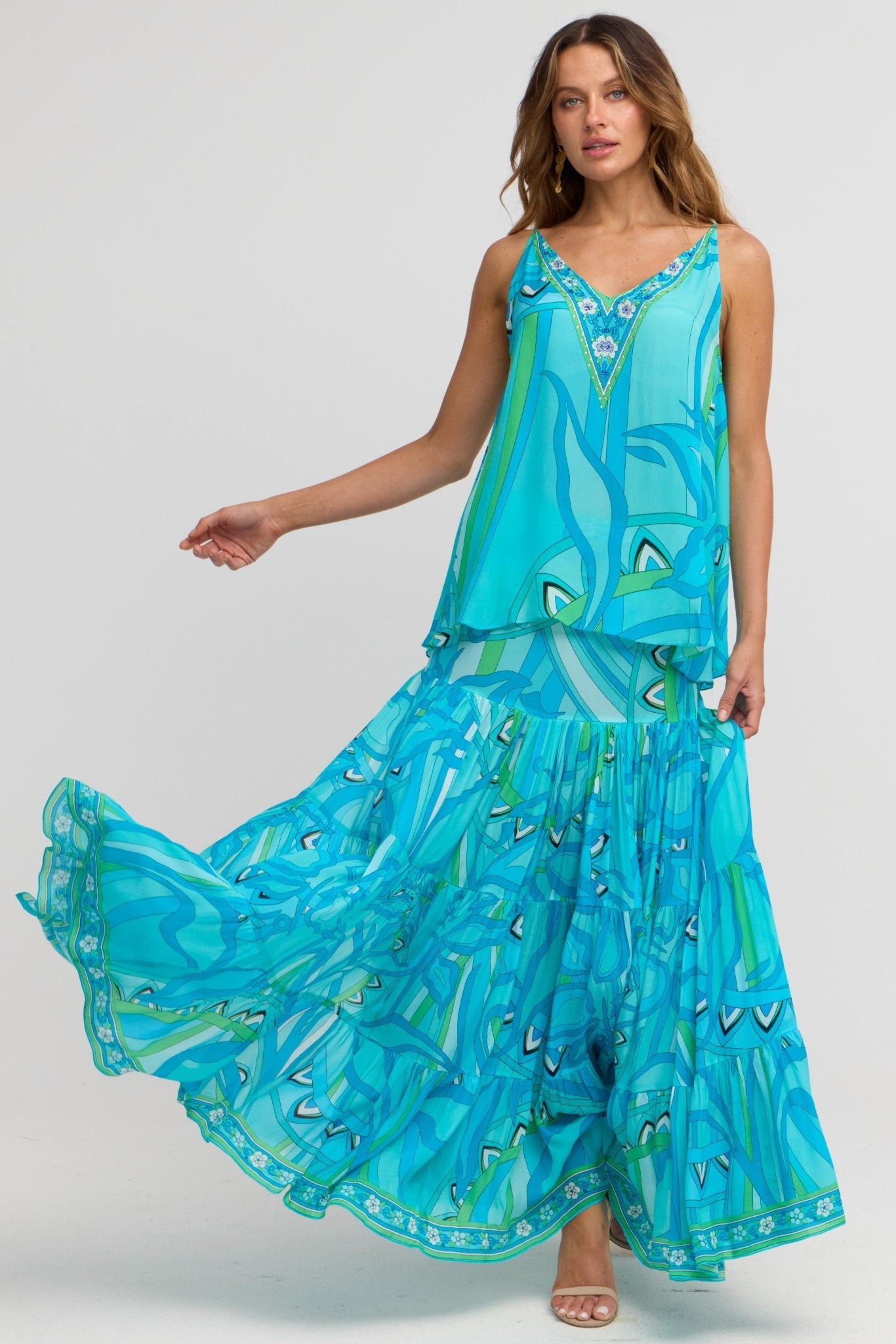 OCEANIC BLUES MAXI SIRT W SIDE SLIT - Czarina