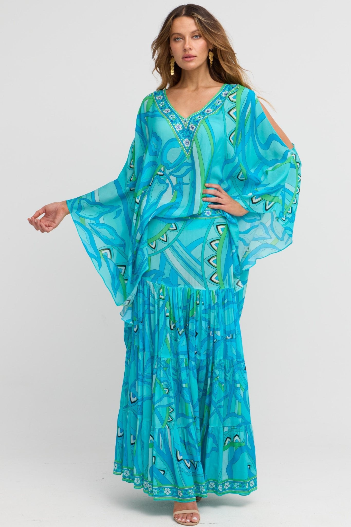 OCEANIC BLUES MAXI SIRT W SIDE SLIT - Czarina