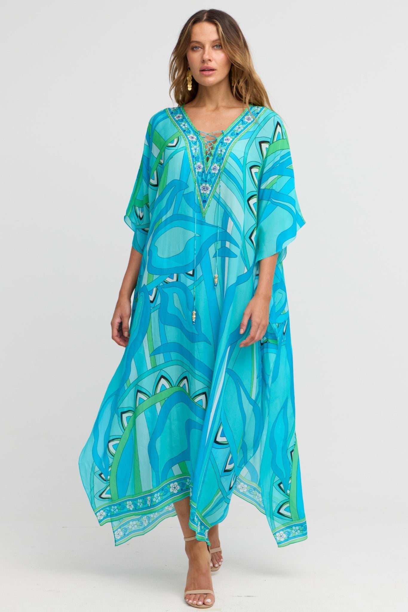 OCEANIC BLUES MEDIUM KAFTAN - Czarina