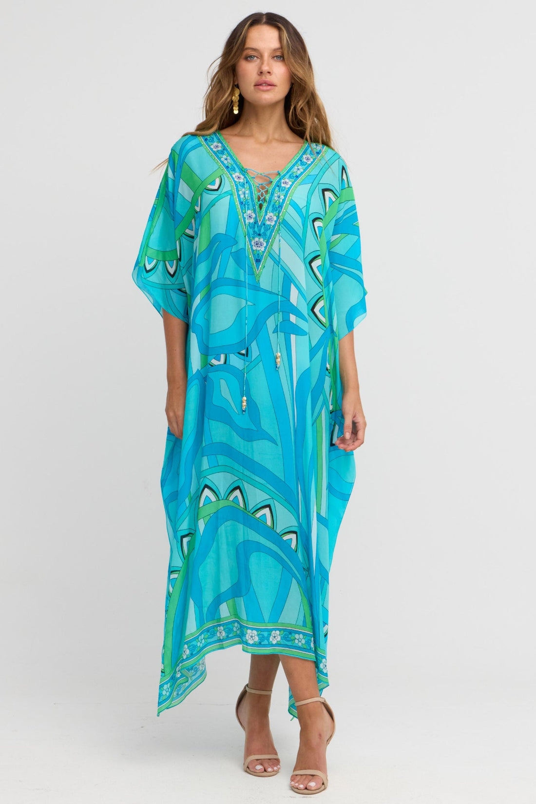 OCEANIC BLUES MEDIUM KAFTAN - Czarina