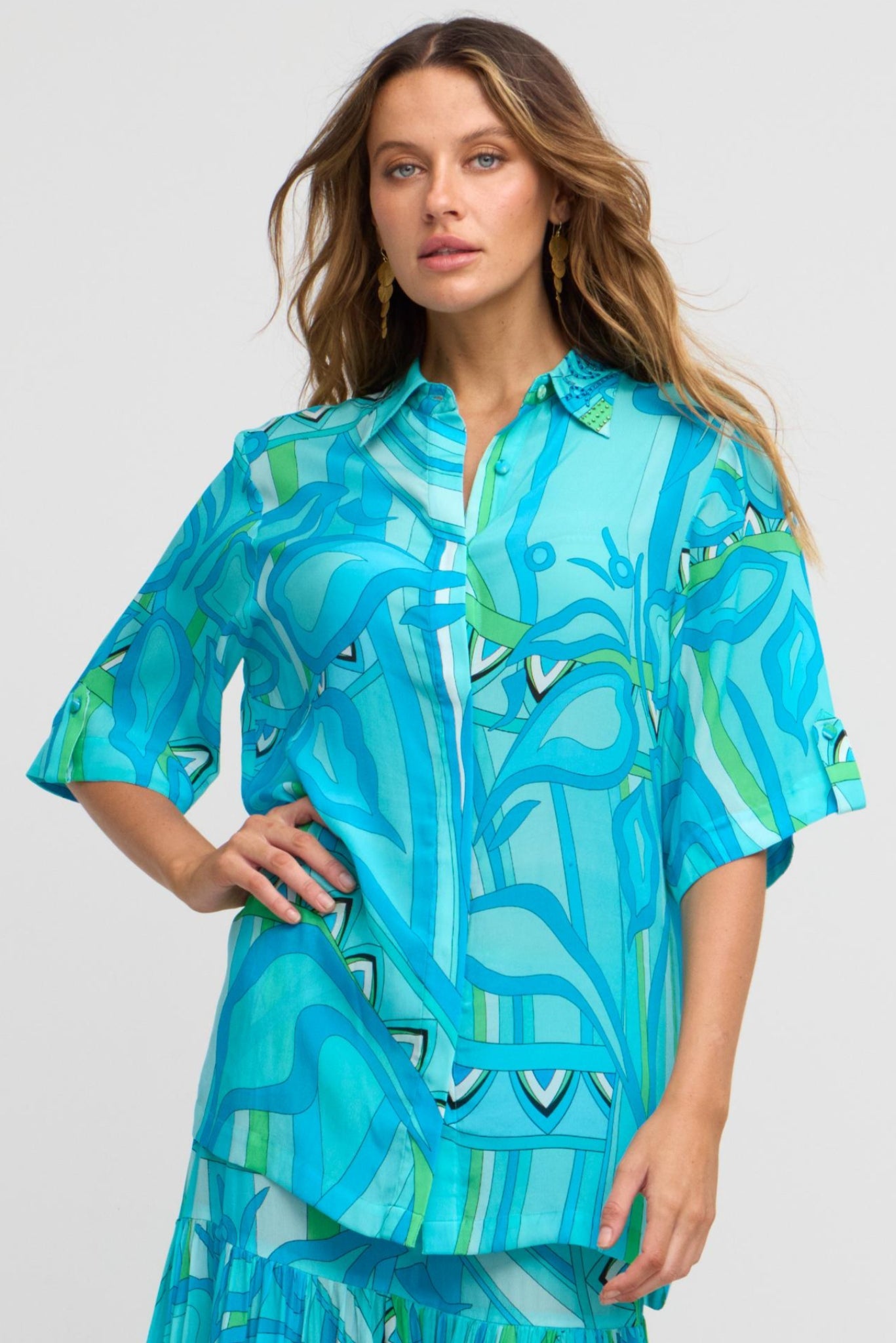 OCEANIC BLUES SHORT SLEEVE SHIRT - Czarina