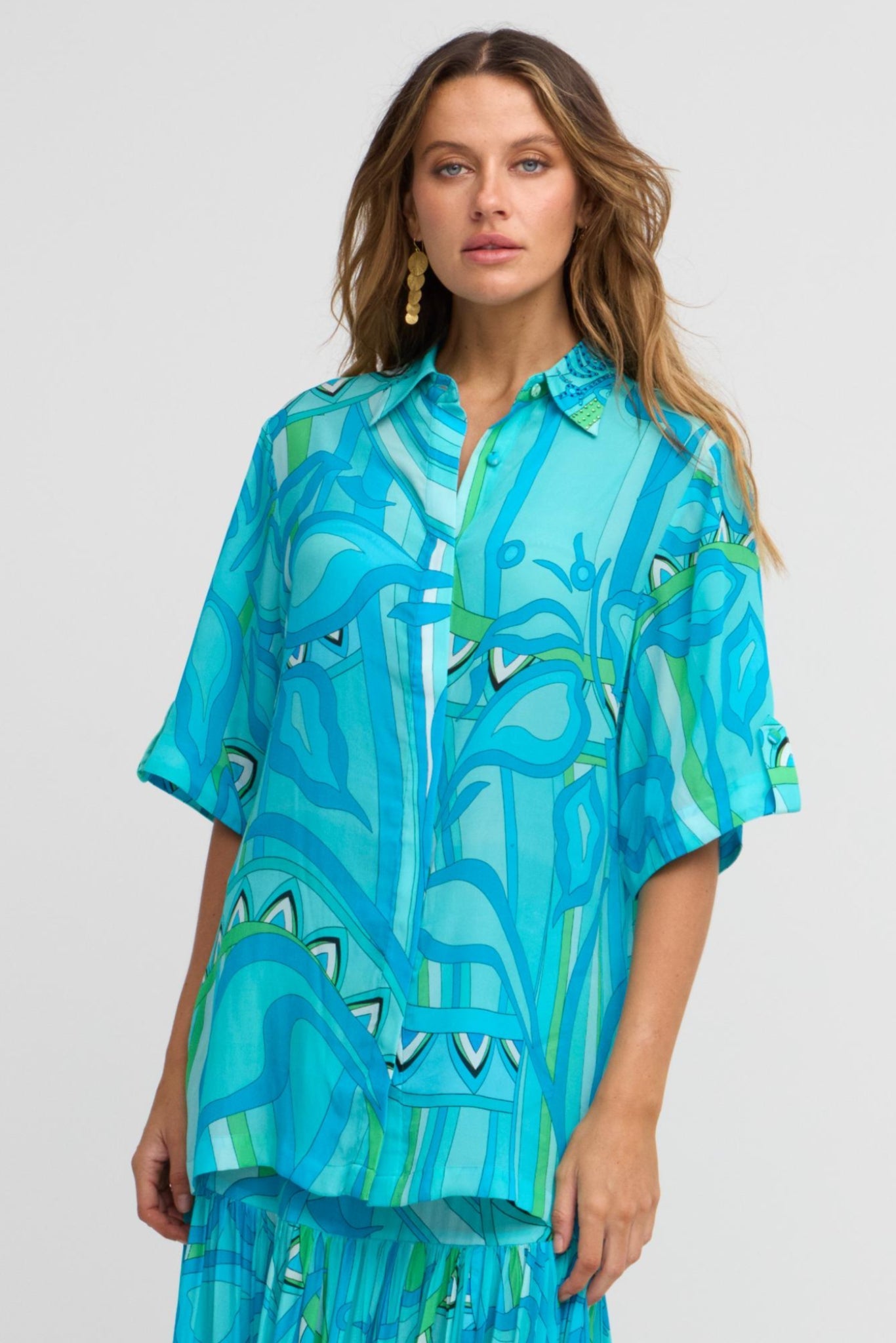 OCEANIC BLUES SHORT SLEEVE SHIRT - Czarina