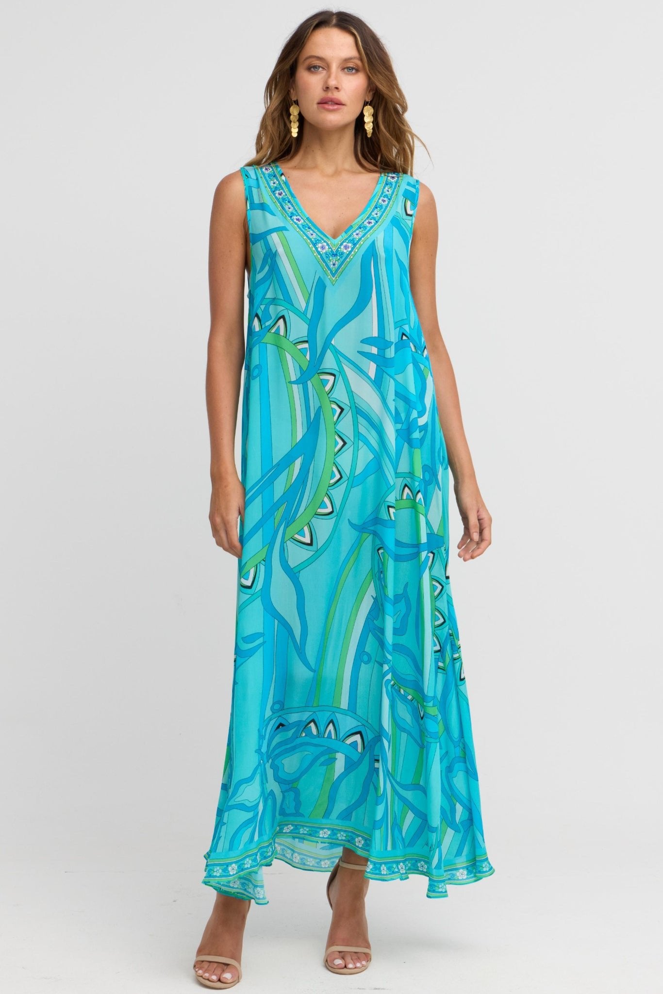 OCEANIC BLUES SLEEVELESS DRESS - Czarina