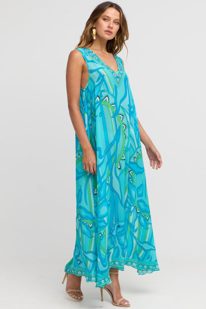 OCEANIC BLUES SLEEVELESS DRESS - Czarina