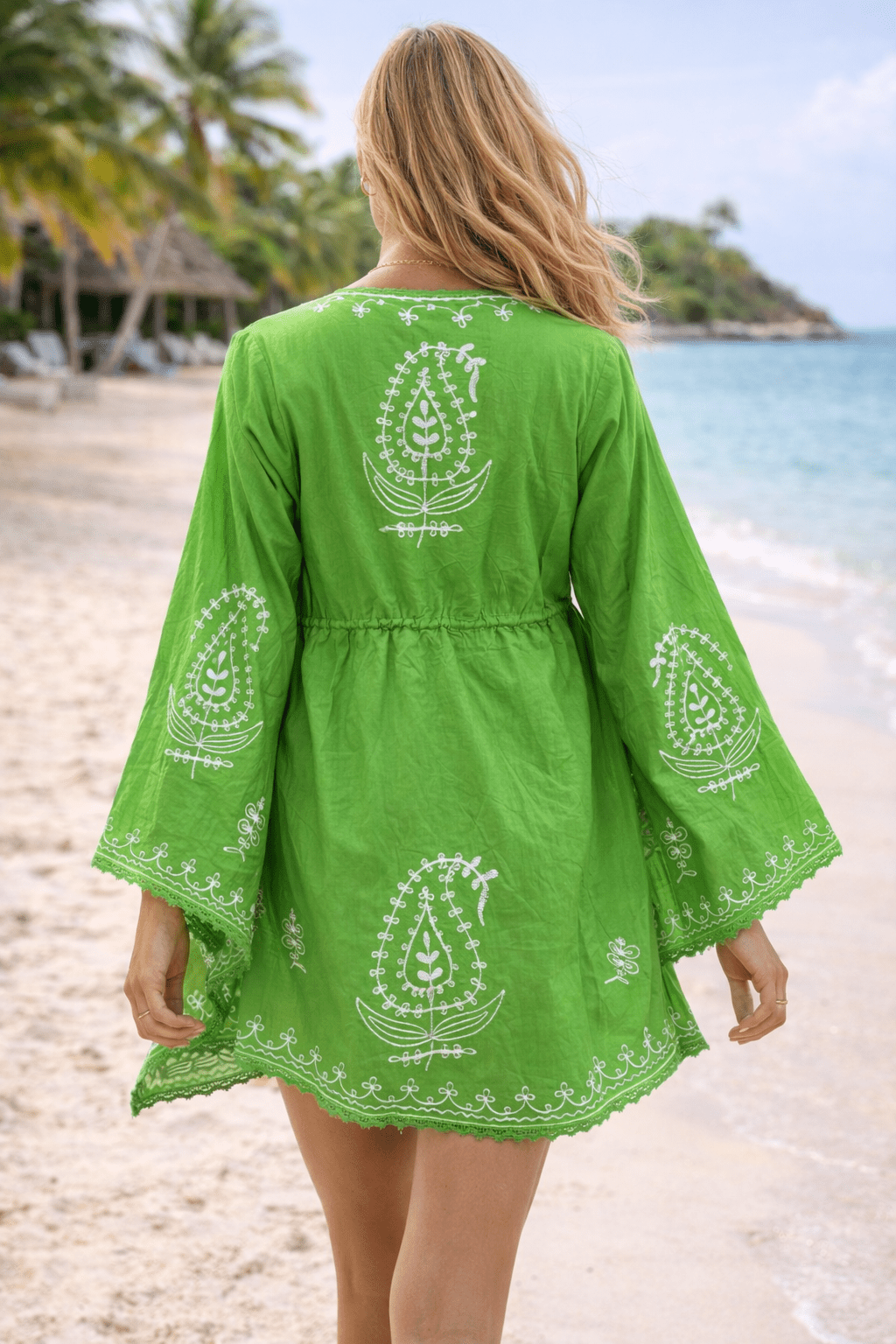 PALM COTTON EMROIDERED ROBE - Czarina