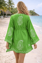 PALM COTTON EMROIDERED ROBE - Czarina