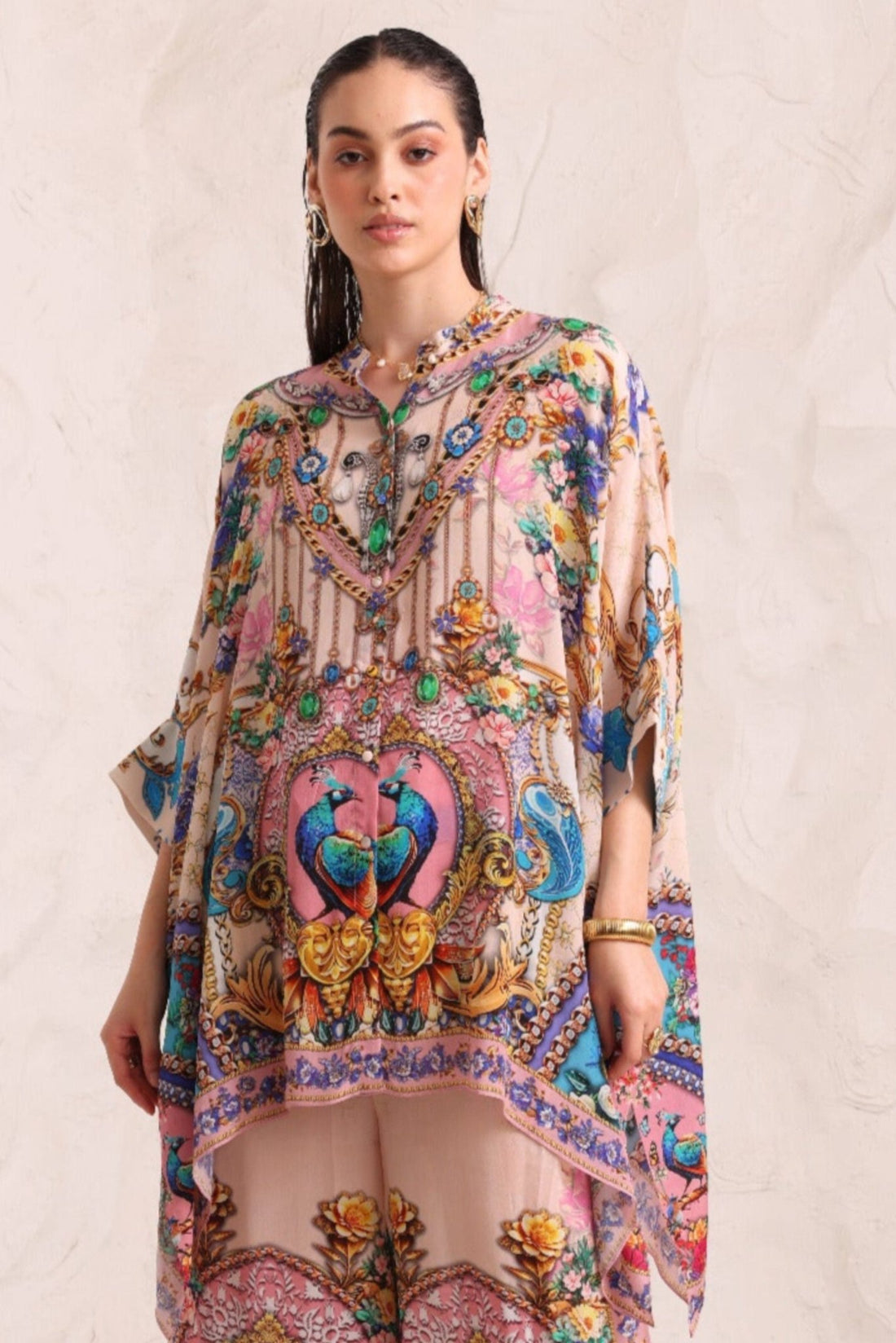 Peacock Dreams Kaftan Top w Sleeves - Czarina